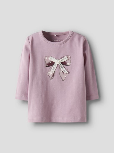 NAME IT Majica dugih rukava s mašnom Roza NAME IT Majica dugih rukava s mašnom Roza