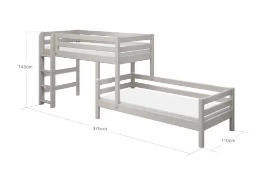 FLEXA CLASSIC Semi-high kutni krevet s ravnim ljestvama 90x200