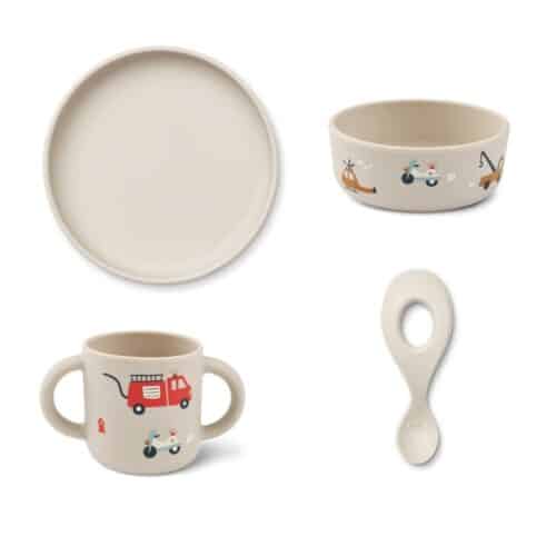 Vivi-printed-silicone-set_LW15135_1668_Emergency-vehicle-Sandy_1-1 Liewood set za jelo vozila
