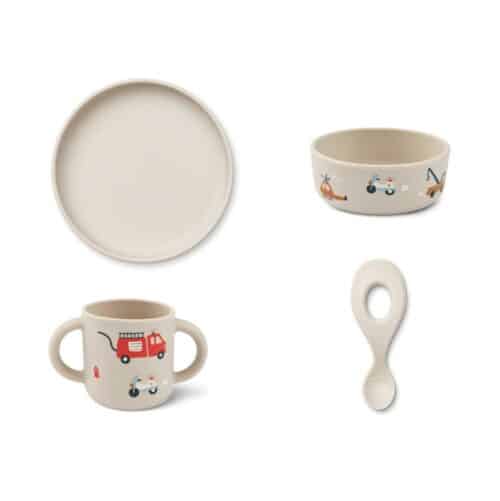 Vivi-printed-silicone-set_LW15135_1668_Emergency-vehicle-Sandy_1 Liewood set za jelo vozila