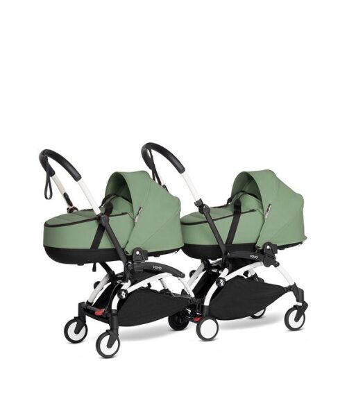 YOYO-connect-YOYO-2-3-4-TWIN-BASSINET-WHITE-FRAME-PEPPERMINT BABYZEN YOYO connect
