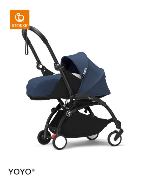 Stokke® YOYO³ kolica s mekanim košarom za novorođenče - crna šasija