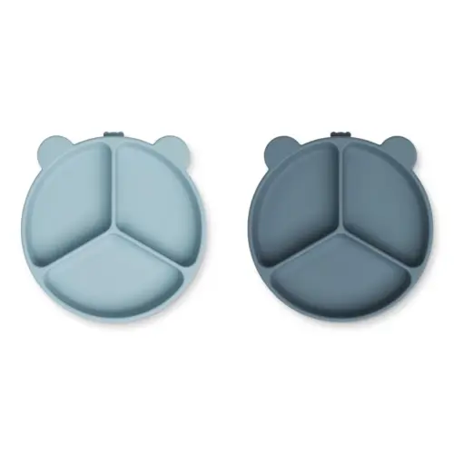 Liewood silikonski tanjurići Sea blue/Whale blue