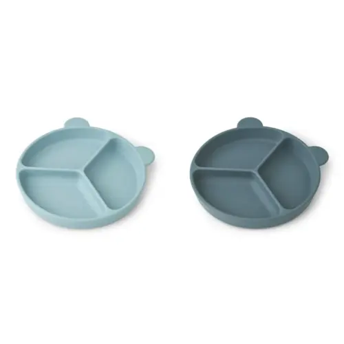 Liewood silikonski tanjurići Sea blue/Whale blue