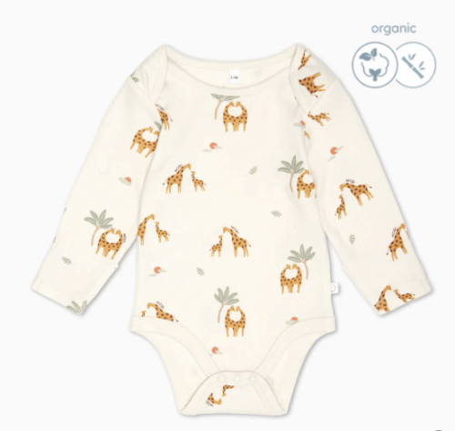 Baby MORI bodi dugih rukava-Žirafa print
