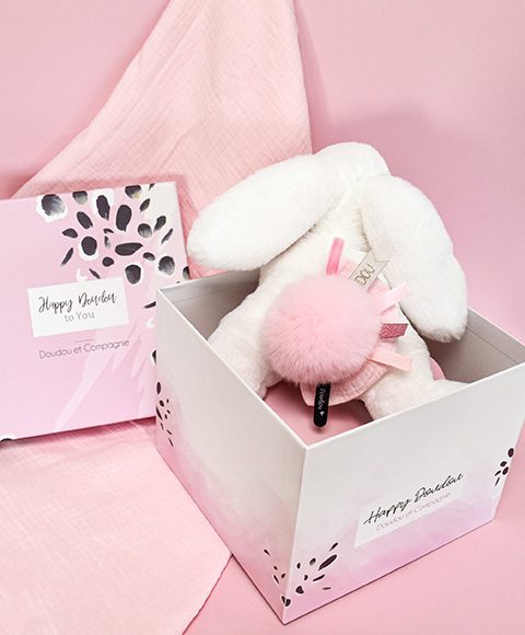 Doudou Happy Blush zec sa pomponom 25cm