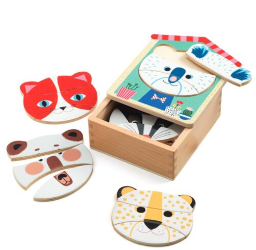 djeco-fox Djeco Set drvenih puzzli Face Mix