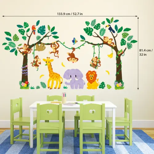 Decowall Životinje iz džungle s Drvećem