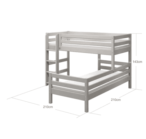 FLEXA CLASSIC Semi-high kutni krevet s ravnim ljestvama 90x200