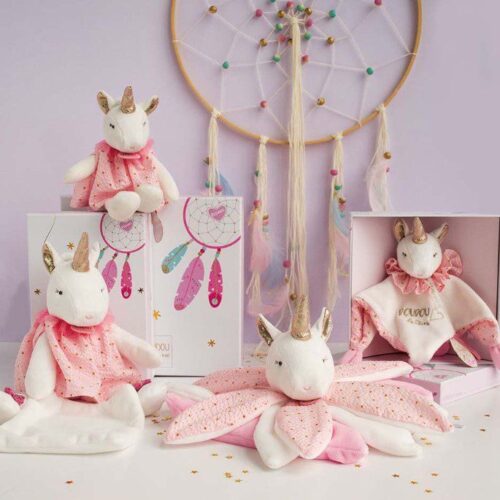 Doudou jednorog s mazilicom 28cm