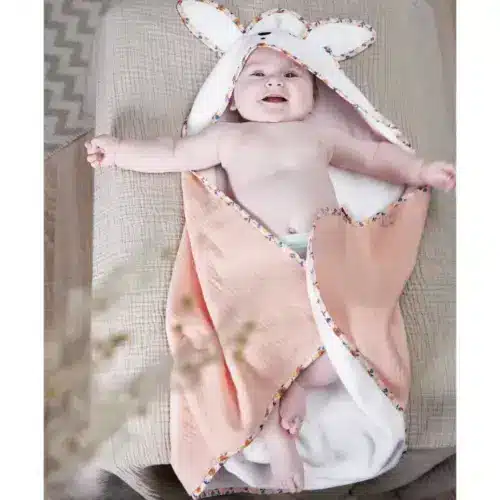 Kaloo Pamučni ručnik za bebe - Zeko (rozi)