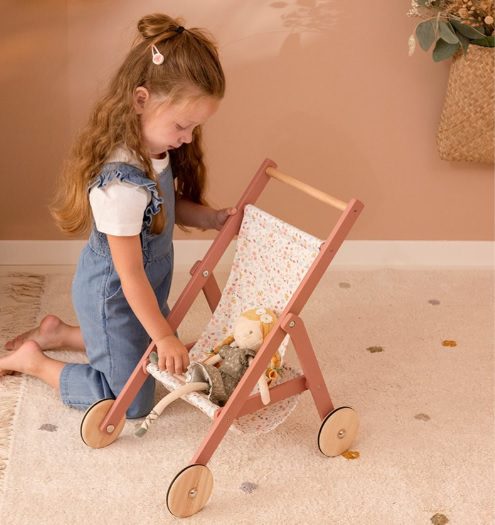 Little Dutch Drvena kolica za lutke Flowers & Butterflies