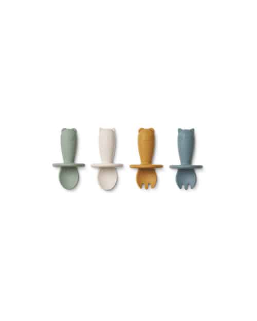 liewood-avril-baby-cutlery-4-pack-faune-green-multi-mix-silicone-cutlery_495987_zoom Liewood Avril silikonski pribor za jelo Zeleni