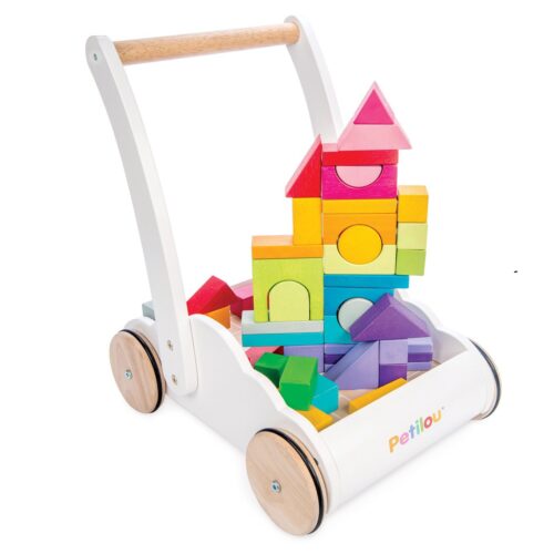 Drvena guralica sa kockama Dugine boje