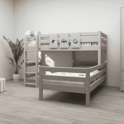 FLEXA CLASSIC Semi-high kutni krevet s ravnim ljestvama 90x200