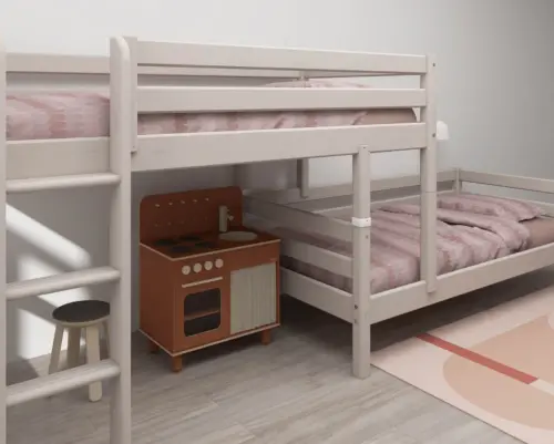 FLEXA CLASSIC Semi-high kutni krevet s ravnim ljestvama 90x200