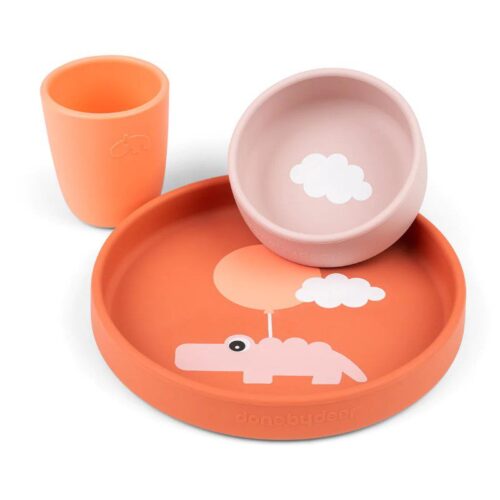 Done By Deer Set za jelo Happy Clouds- Papaya