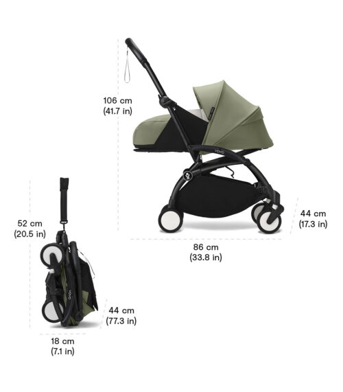 Stokke® YOYO³ kolica s mekanim košarom za novorođenče - crna šasija