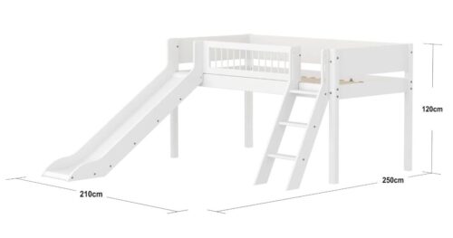 FLEXA WHITE mid-high s toboganom i kosim ljestvama