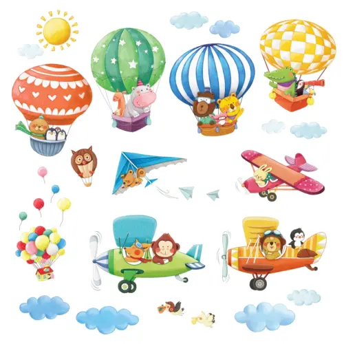 Decowall Životinje u Balonima na vrući zrak i Avionima