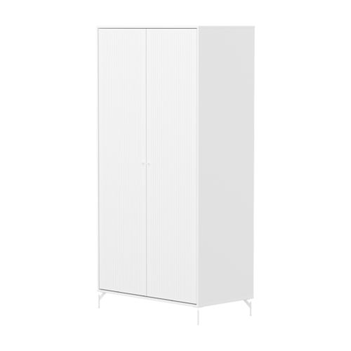 Flexa SAGA ormar, 2 vrata, bijela sa žljebovima, bijele noge i ručke