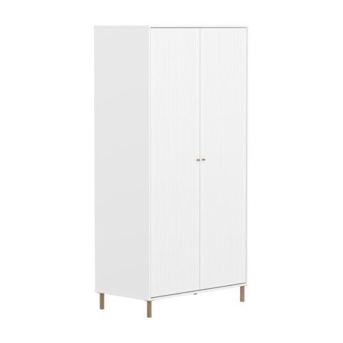 81-42508-95_54.png Flexa SAGA ormar, 2 vrata, bijela sa žljebovima, hrastove noge i ručke