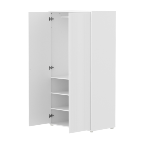 81-42508-95_55.png Flexa SAGA ormar, 2 vrata, bijela sa žljebovima, hrastove noge i ručke