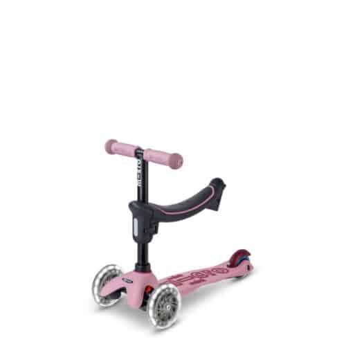 Mini Micro Deluxe Rock & Go 6 u 1 LED romobil roza