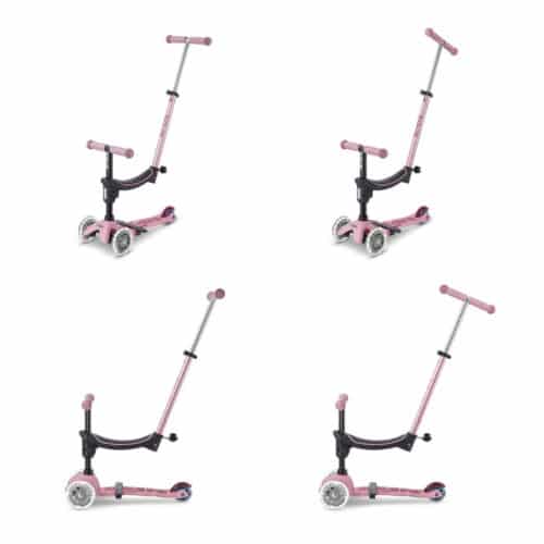 Mini Micro Deluxe Rock & Go 6 u 1 LED romobil roza