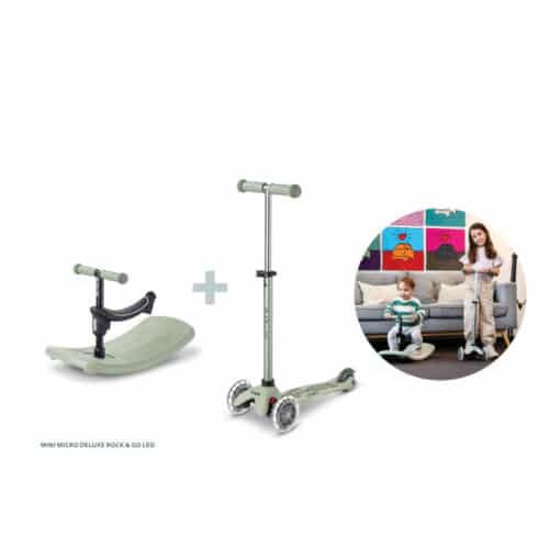 Mini Micro Deluxe Rock & Go 6 u 1 LED romobil zelena