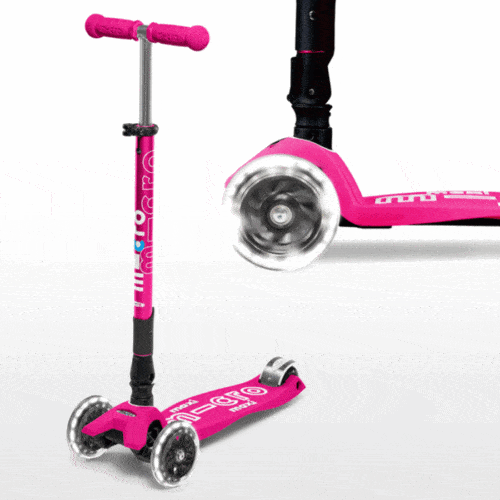 Micro Maxi deluxe sklopiv s LED kotačima Shocking Pink