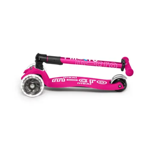 Micro Maxi deluxe sklopiv s LED kotačima Shocking Pink