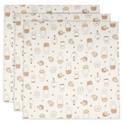 Jollein tetra pelene od muslina 70x70cm Miffy Family Farm 3 kom