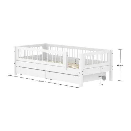 FLEXA WHITE Daybed s dvije ladice i zaštitnom ogradicom